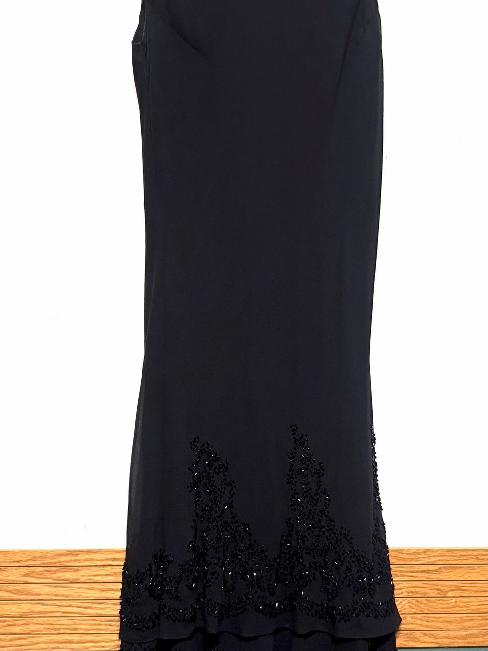 Jones New York Black Beaded Maxi Skirt